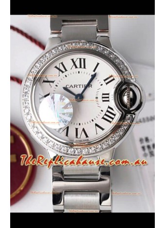 Ballon De Cartier Swiss Quartz 1:1 Mirror Quality 28MM in Steel Casing White Dial 