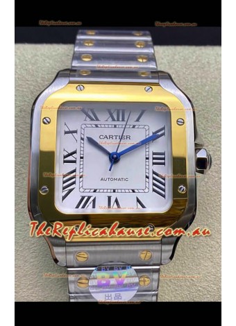 Santos De Cartier  1:1 Mirror Replica - 36MM Yellow Gold Two Tone Watch