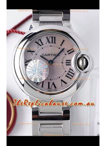 Ballon De Cartier Swiss Quartz 1:1 Mirror Quality 28MM in Steel Casing White Pearl Dial 