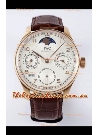 IWC Portuguese Perpetual Calendar Rose Gold Swiss Replica Watch REF. IW503302