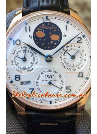 IWC Portuguese Perpetual Calendar Rose Gold Swiss Replica Watch REF. IW503405