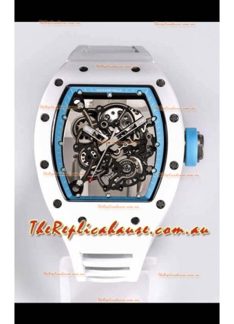 Richard Mille RM055 White Ceramic Casing 1:1 Mirror Replica Watch in White Strap