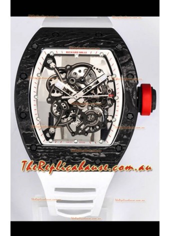 Richard Mille RM055 Black Carbon Casing 1:1 Mirror Replica Watch in White Strap