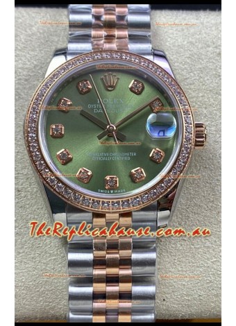 Rolex Datejust 278383 31MM Swiss Replica in 904L Steel in Green Dial - 1:1 Mirror Replica