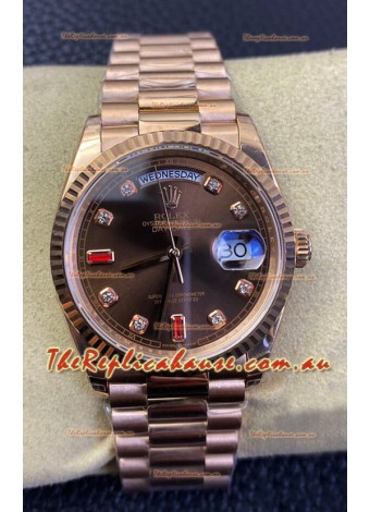 Rolex Day Date 36MM 118235 Rose Gold in Brown Dial 1:1 Mirror Replica Watch