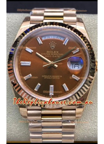 Rolex Day Date 40MM 228235 Rose Gold in Brown Dial 1:1 Mirror Replica Watch