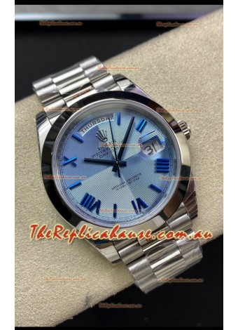 Rolex Day Date M228206-0001 904L Steel 40MM - Ice Blue Dial 1:1 Mirror Replica
