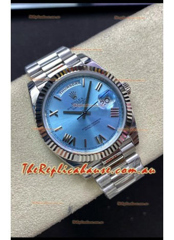 Rolex Day Date M228236-0012 904L Steel 40MM - Ice Blue Dial 1:1 Mirror Replica