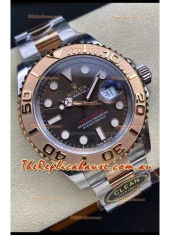 Rolex Yachtmaster 40 Everose Gold - Oyster Steel Brown Dial 1:1 Swiss Replica Watch 40MM in 904L Steel Casing
