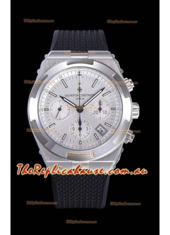 Vacheron Constantin Overseas Chronograph White Dial Swiss Replica Watch - Rubber Strap