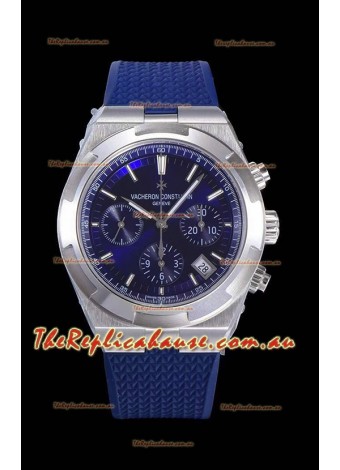 Vacheron Constantin Overseas Chronograph Blue Dial Swiss Replica Watch - Rubber Strap