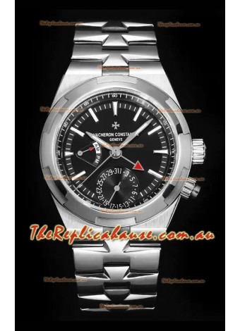 Vacheron Constantin Overseas Dual Time 1:1 Mirror Swiss Replica Watch in Black Dial 