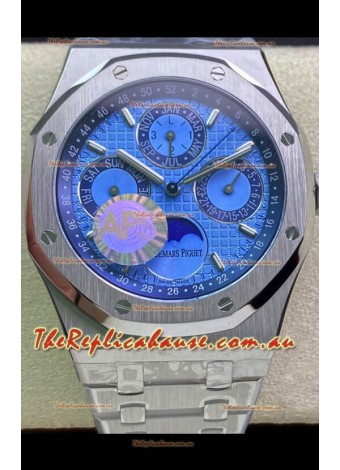 Audemars Piguet Royal Oak Perpetual Calendar Swiss Replica Steel Casing Watch in Steel Blue Dial 