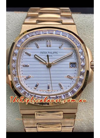 Patek Philippe Nautilus 5711/1R 1 1:1 Mirror Replica Watch in White Dial Rose Gold
