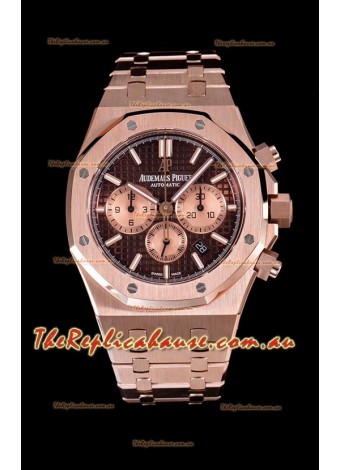 Audemars Piguet Royal Oak Chronograph Timepiece in Pink Gold Case Brown Dial