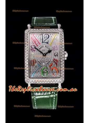 Franck Muller Long Island Color Dreams Ladies Swiss Timepiece in Green Strap
