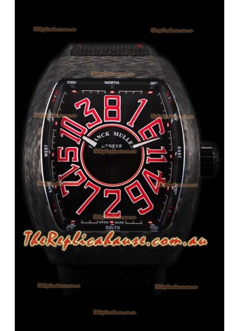 Franck Muller Vanguard Carbon Casing Red Indexes Swiss Timepiece