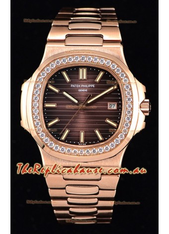 Patek Philippe Nautilus 5711/1R 1:1 Mirror Timepiece Rounded Diamonds Bezel