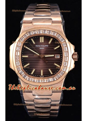 Patek Philippe Nautilus 5711/1R 1:1 Mirror Timepiece Baguette Diamonds Bezel