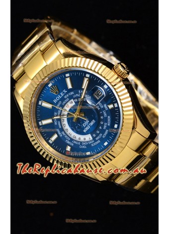 Rolex SkyDweller Swiss Timepiece in 18K Yellow Gold Case - DIW Edition Blue Dial 