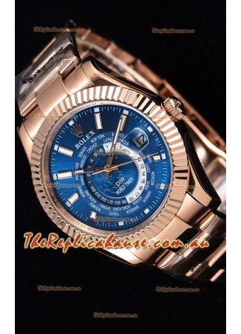 Rolex SkyDweller Swiss Timepiece in 18K Rose Gold Case - DIW Edition Deep Blue Dial 