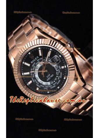Rolex SkyDweller Swiss Timepiece in 18K Rose Gold Case - DIW Edition Black Dial 