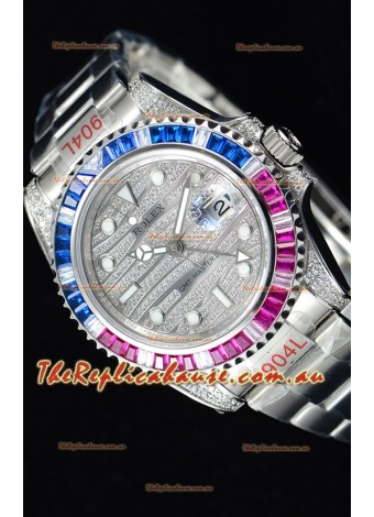 Rolex GMT Masters II Iced out Swiss Timepiece with 904L Steel Case