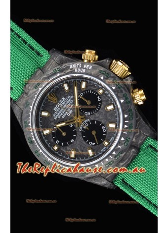 Rolex Daytona DiW Forged Cabon Casing 1:1 Mirror Replica with Green Nylon Strap 