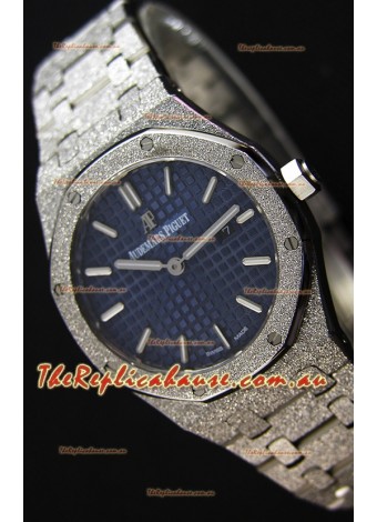 Audemars Piguet Royal Oak Frosted White Gold QUARTZ Watch Navy Blue 33MM - 1:1 Mirror Replica 