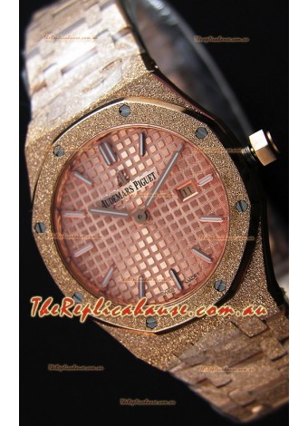 Audemars Piguet Royal Oak Frosted Rose Gold QUARTZ Watch Champange Dial 33MM - 1:1 Mirror Replica 
