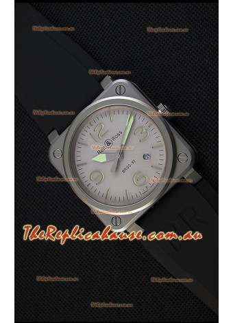 Bell & Ross BR03-92 Horolum Grey Dial Rubber Strap Swiss Replica Watch 1:1 Mirror Replica