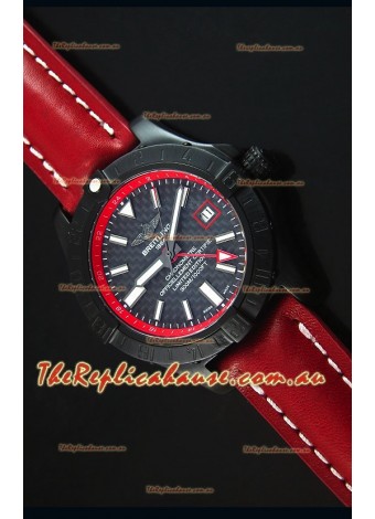 Breitling Chronometre GMT Carbon Dial Swiss Replica Timepiece in PVD Casing