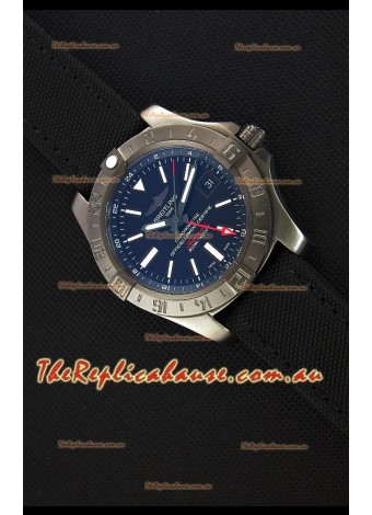 Breitling Avenger II BlackSteel GMT Swiss Replica Watch Nylon Strap 1:1 Mirror Replica Watch