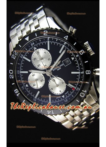 Breitling Chronoliner Steel-Black Steel Strap in Black Dial Swiss Replica Watch 