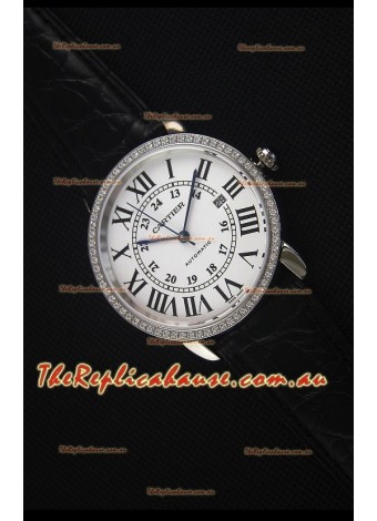 Cartier "Ronde De Cartier" Stainless Steel Case watch with Lab Created Diamonds Bezel