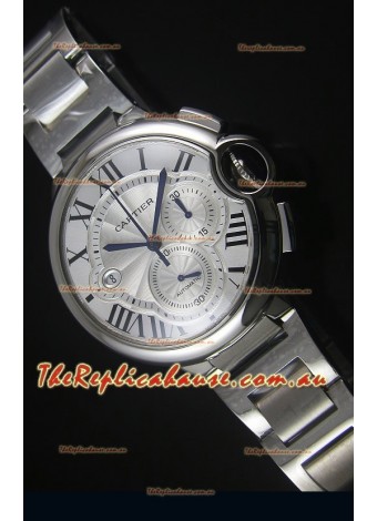 Ballon De Cartier Chronograph in Stainless Steel Case White Dial - 1:1 Mirror Replica