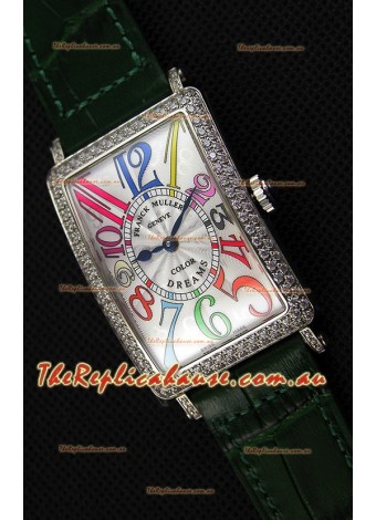 Franck Muller Long Island Color Dreams Ladies Swiss Replica Watch - Green Strap