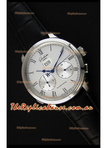 Glashuette Dual Sub Dial Japanese Replica Watch in White Dial