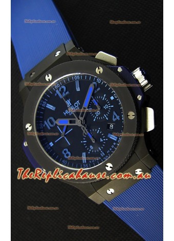 Hublot Big Bang All Black PVD Blue Swiss Replica Watch 1:1 Mirror Replica 
