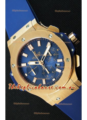 Hublot Big Bang Pink Gold Blue Swiss Replica Watch 1:1 Mirror Replica 