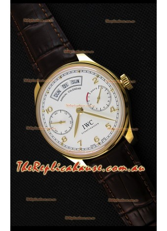 IWC Portugieser Annual Calender White Dial Yellow Gold IW503502 1:1 Mirror Replica 