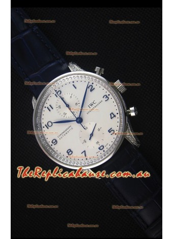 IWC Portuguese Chronograph White Dial with Diamonds 1:1 Mirror Replica Watch