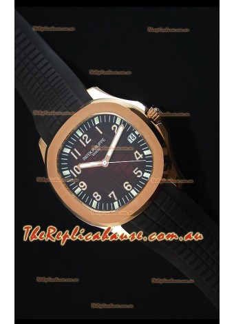 Patek Philippe Aquanaut Jumbo Rose Gold 1:1 Mirror Replica Timepiece - Wine Colored Dial