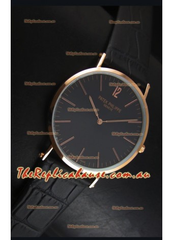 Patek Philippe Calatrava Ulta-Thin Swiss Quartz Watch Rose Gold Case