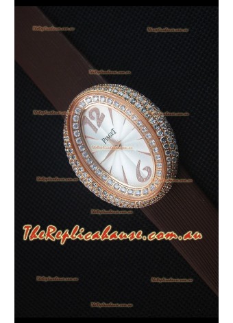Piaget Limelight Magic Hour Swiss Quartz Watch Rose Gold in Brown Strap