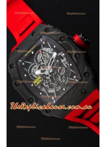 Richard Mille RM35-2 Rafael Nadal Forged Carbon Case with Red Rubber Strap