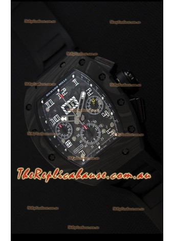 Richard Mille RM011-FM Felipe Massa One Piece Black Forged Carbon Case Watch in Black Strap