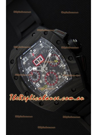 Richard Mille RM011-FM Felipe Massa One Piece Black Forged Carbon Case Watch in Black Strap