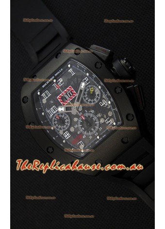 Richard Mille RM011-FM Felipe Massa Black Ceramic Case Watch in Black Strap