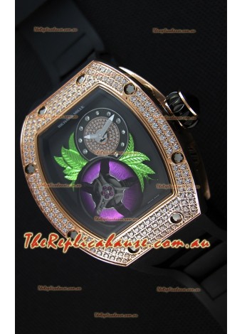 Richard Mille 19-02 Tourbillon Fleur Swiss Replica Watch in Pink Gold 